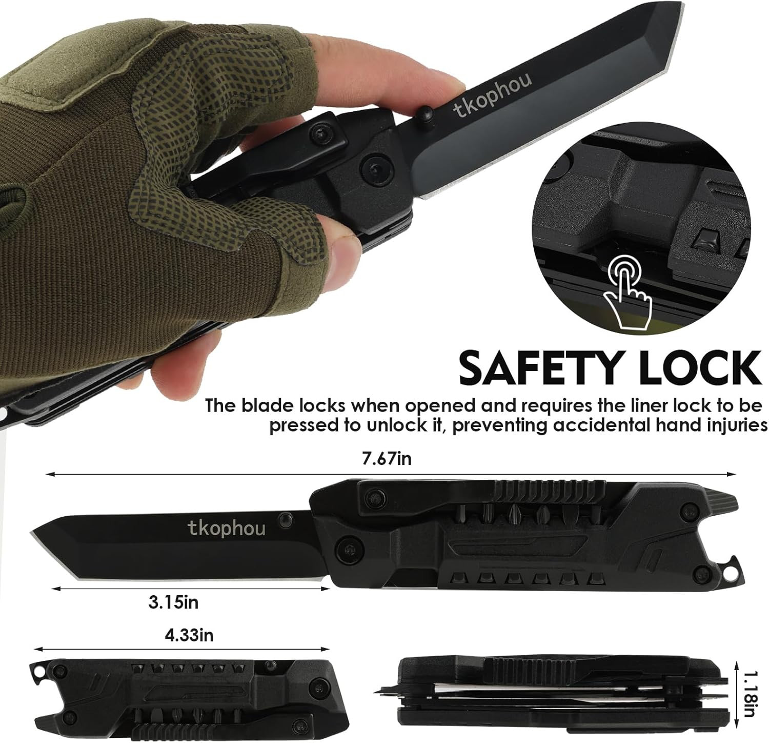 Multitool Knife, Multi Tool Pocket Knife for Men, 17-In-1 Folding Knife Camping