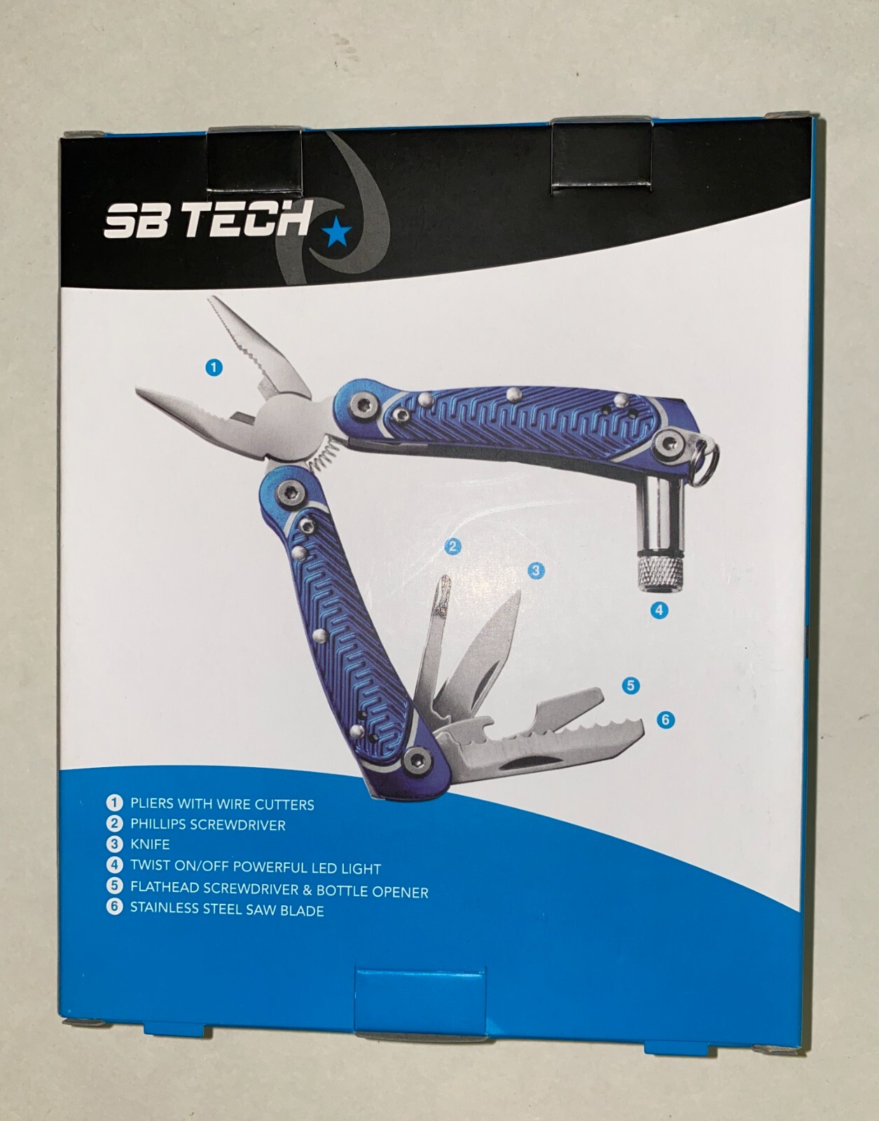 SB Tech Multi Tool with LED Light – New In Box