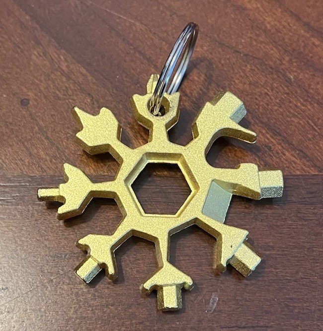 18 In 1 Snowflake Tool Multi Tool Portable Keychain Screwdriver Gold New