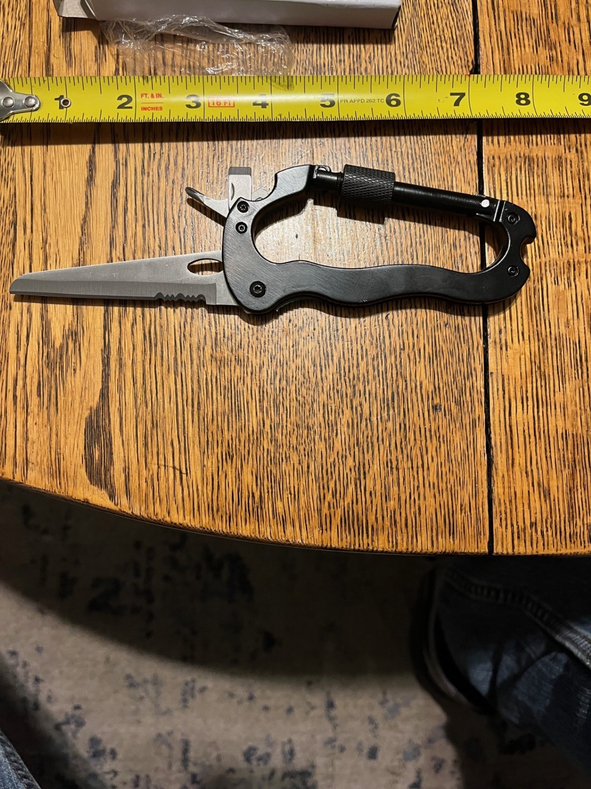 5 in 1 Carabiner Multi Tool Folding Knife Screwdriver Bottle Opener EDC