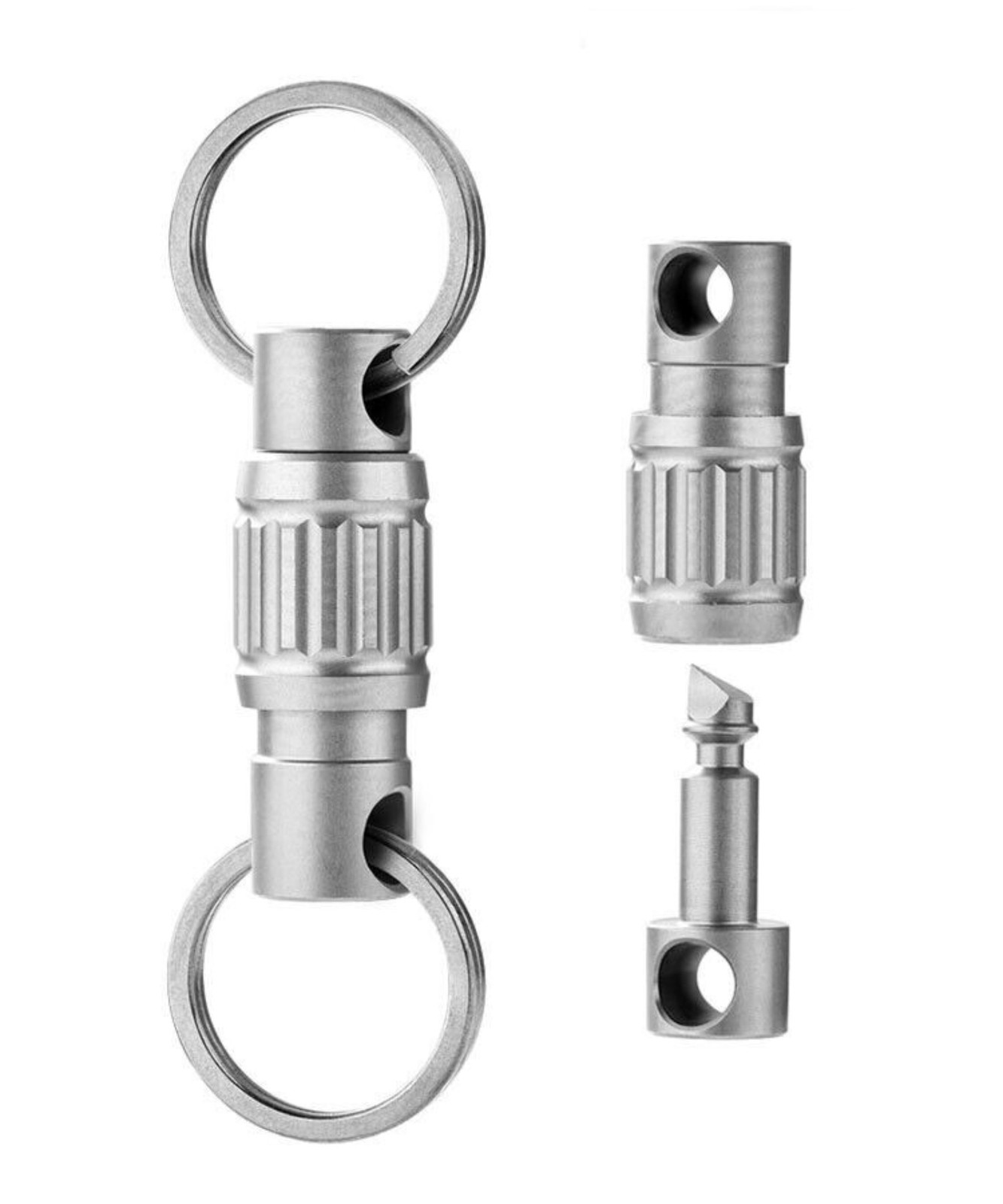 Titanium Quick Release Swivel Keychain EDC Car Key Holder with Double Key Rings