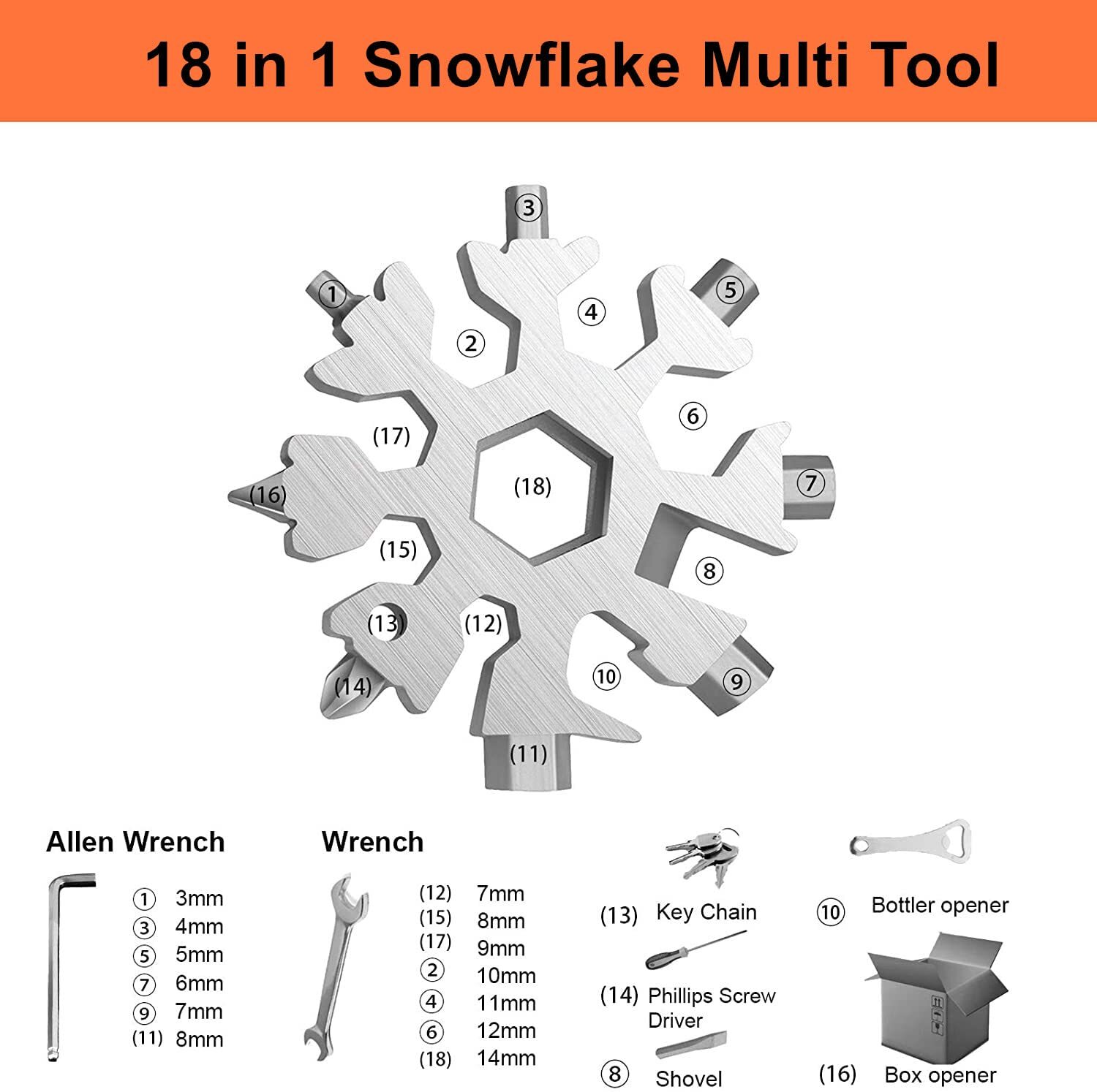 Stocking Stuffers For Men Him Adults Gifts For Men 18in1 Snowflake Multitool Men