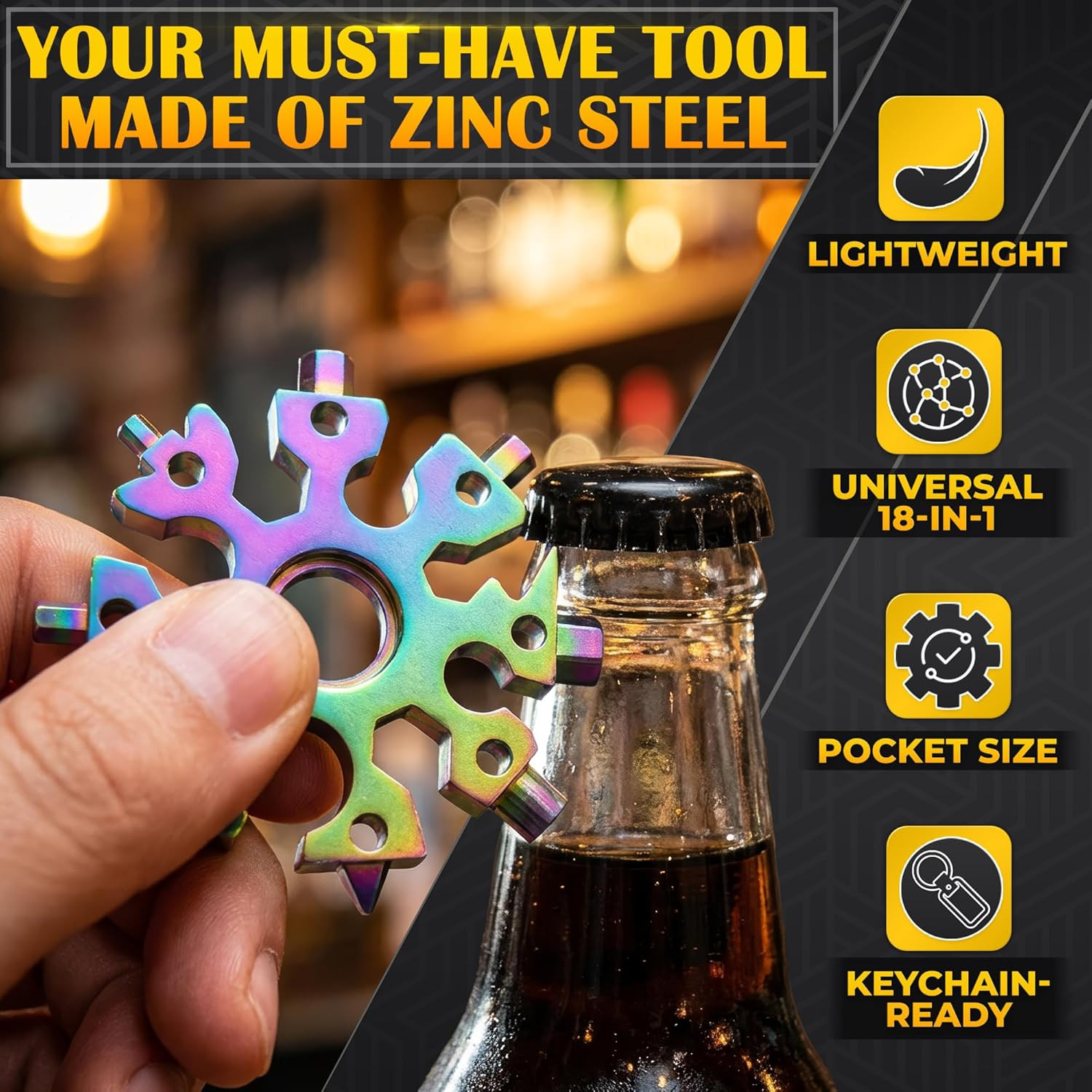 6 Pcs Smultitool 18 in 1 Set — Multi Tool Keychain — Stainless Steel Compact Scr