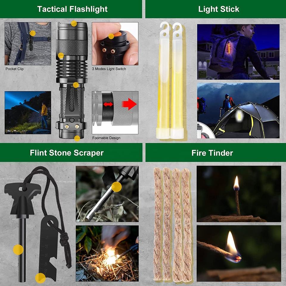 High quality Perfect gift survival gear kit camping accessories 34 in 1 for clim