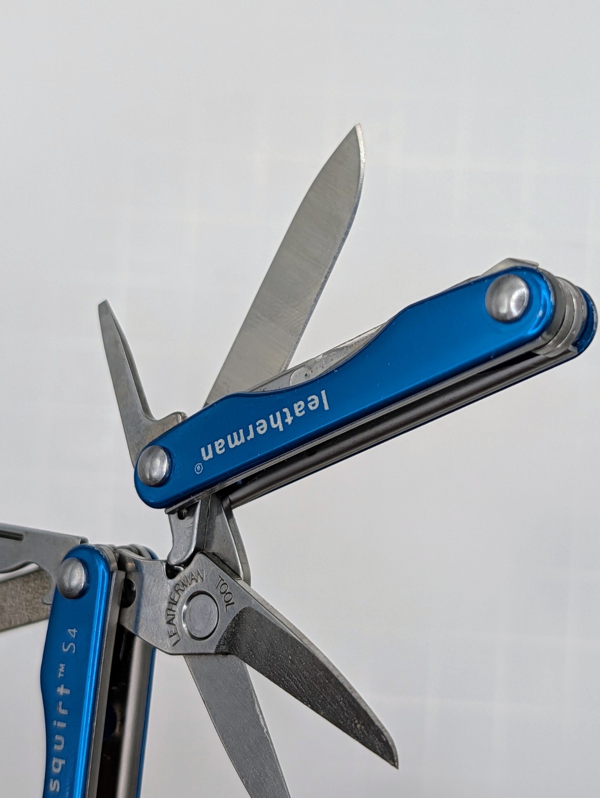 Vintage Leatherman Squirt S4 Multi-Tool, Key Ring, Retired, Blue Anodized