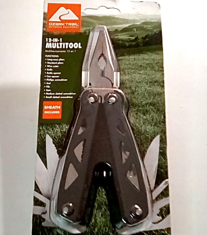 Ozark Trail 12-in-1 Multi Tool w/ Sheath Camping Fishing Black
