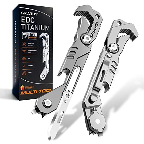 EDC Multitool 7 in 1 with , Wrench, Folding , Screwdriver (Bright silver)