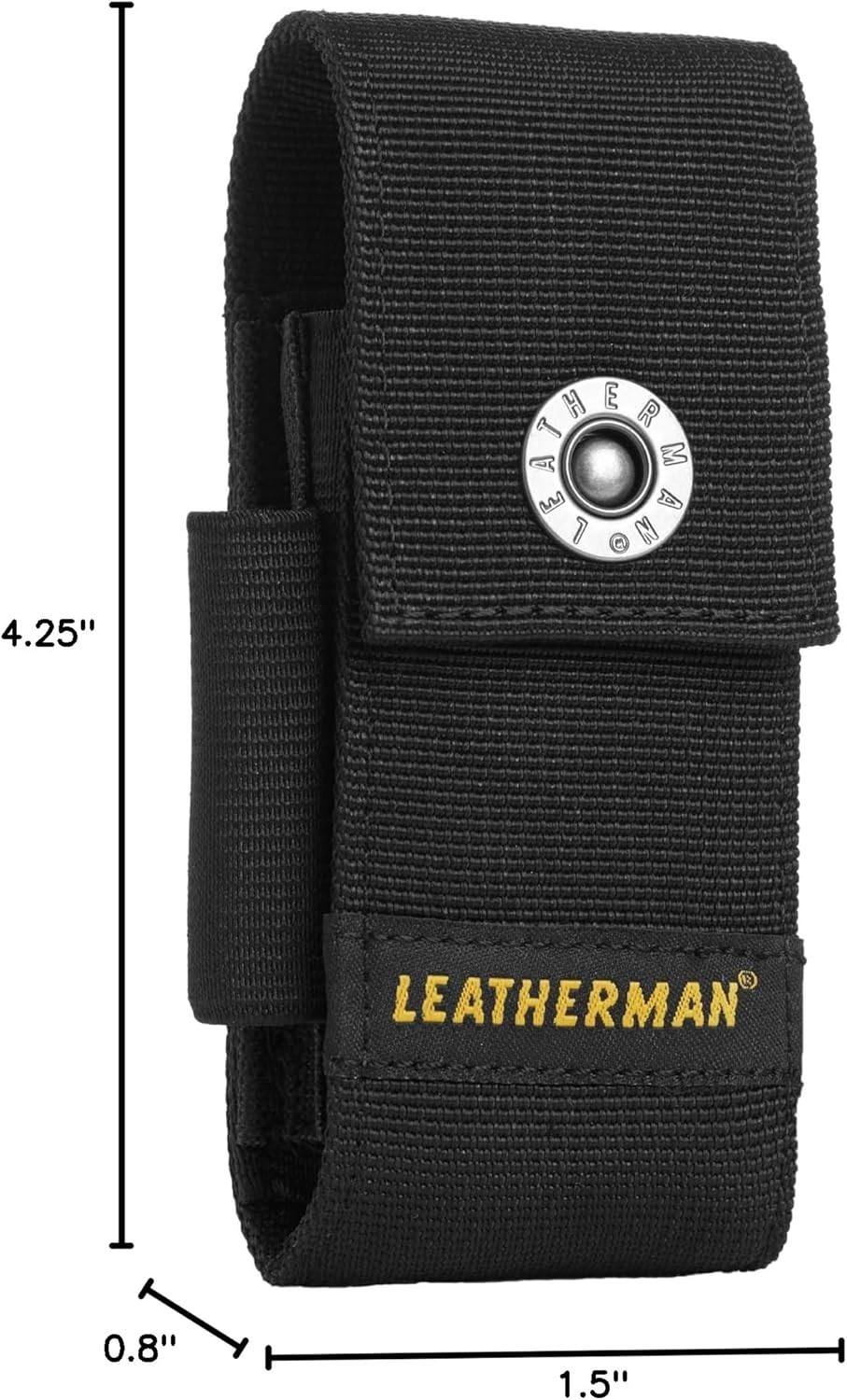 Black Nylon Snap Sheath for Multi Tools with Pockets and Reinforced Stitching