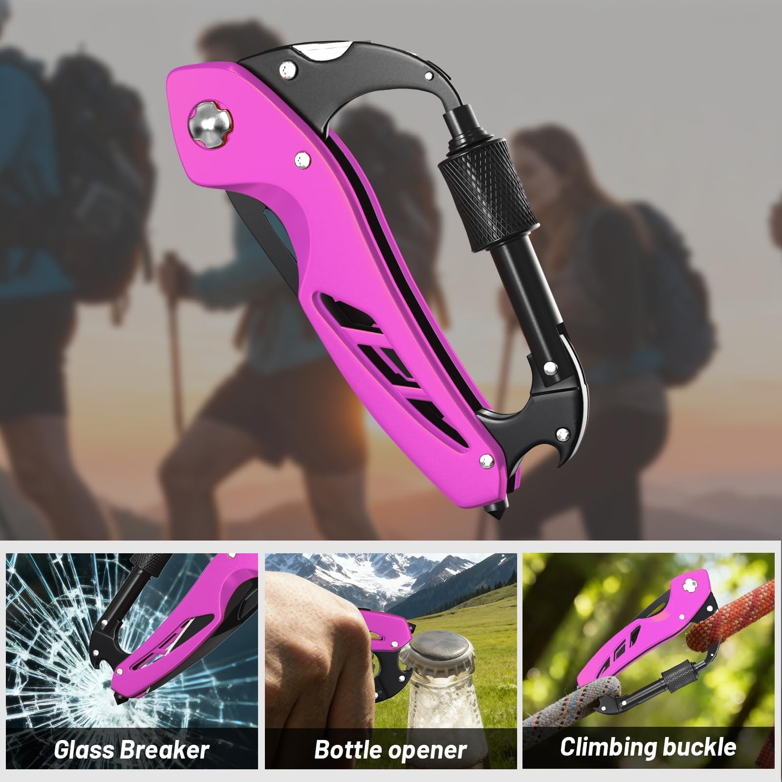 9 in 1 Multitool Carabiner Pocket Knife for Women, EDC Carabiner with Bottle …