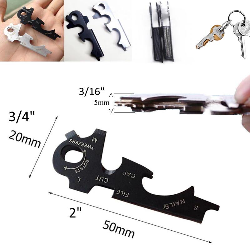 8 in1 Keychain Bottle Opener Screwdriver Carabiners Survival Quickdraw Clip EDC