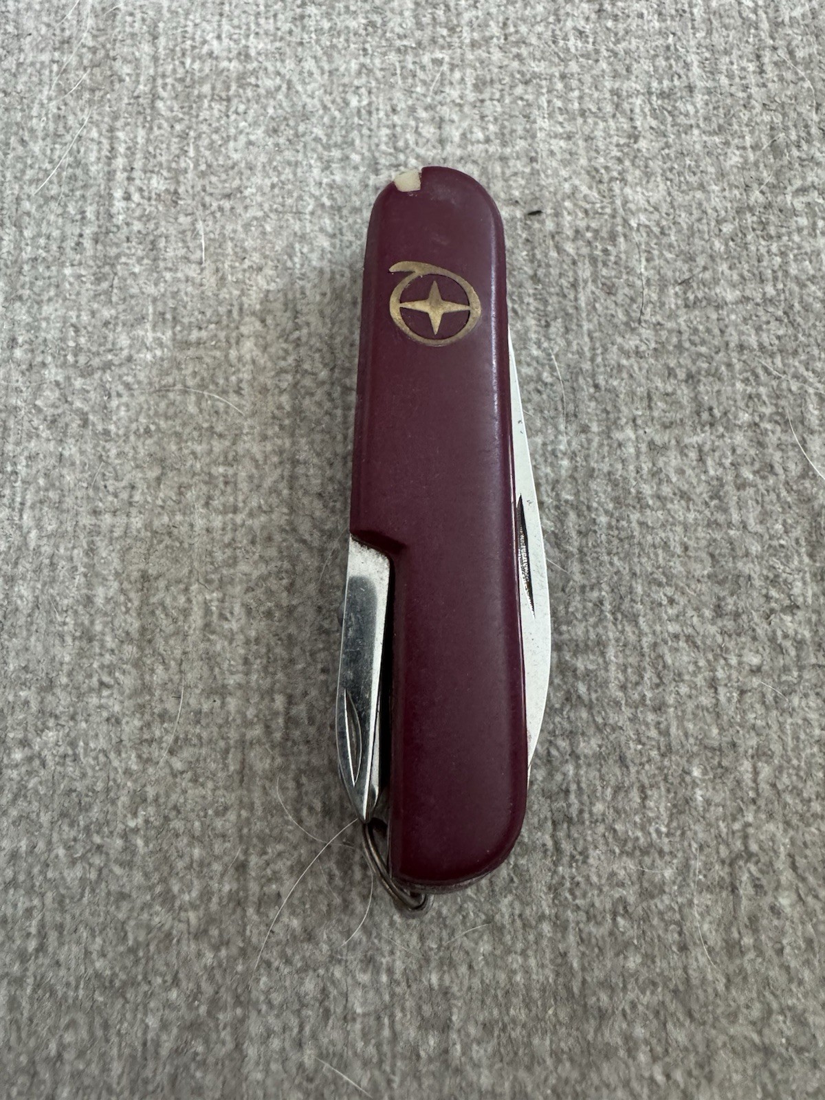 Red Folding Multi-Tool Knife 2in Straight Edge, Scissors Corkscrew Opener