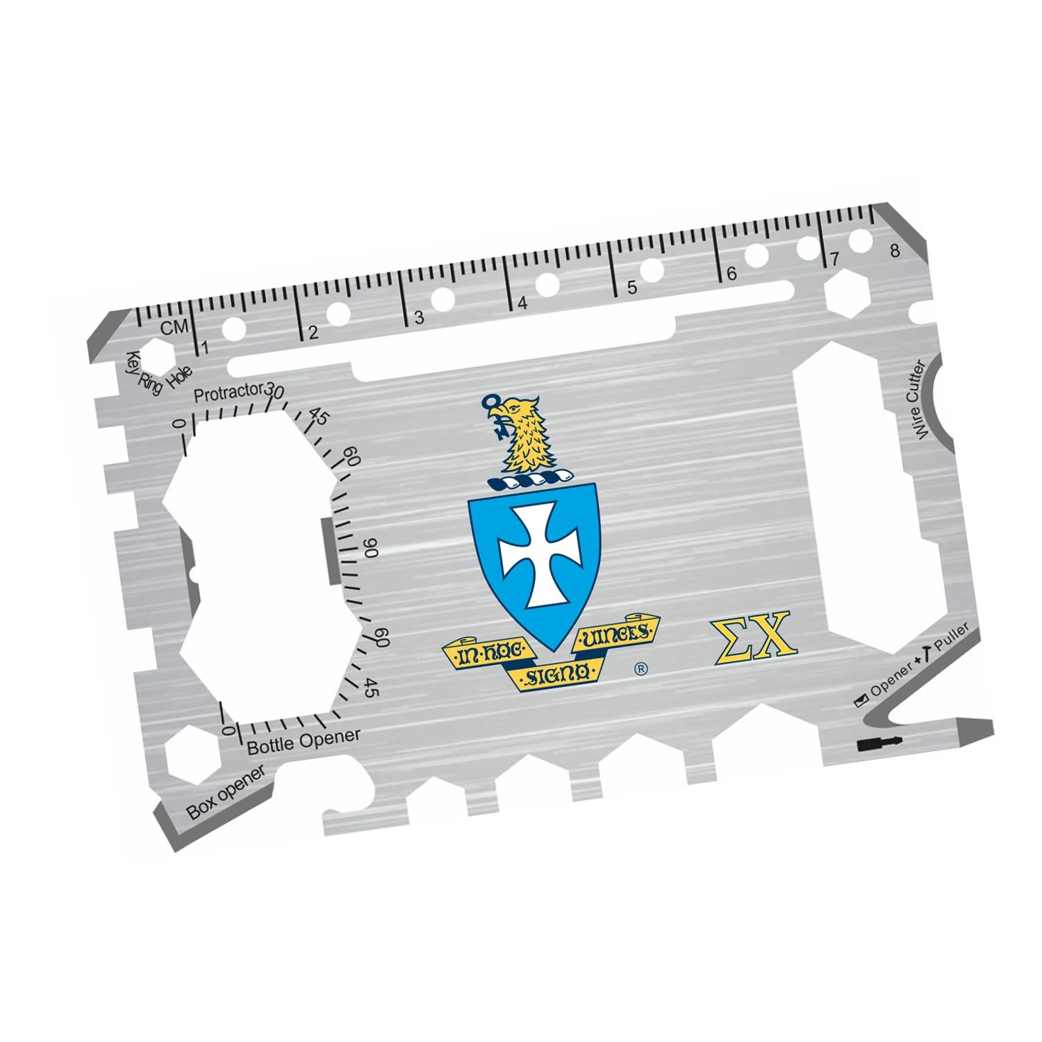 Sigma Chi Fraternity 46-in-1 Pocket Multi-Tool Card with Inch Ruler – Surviva…