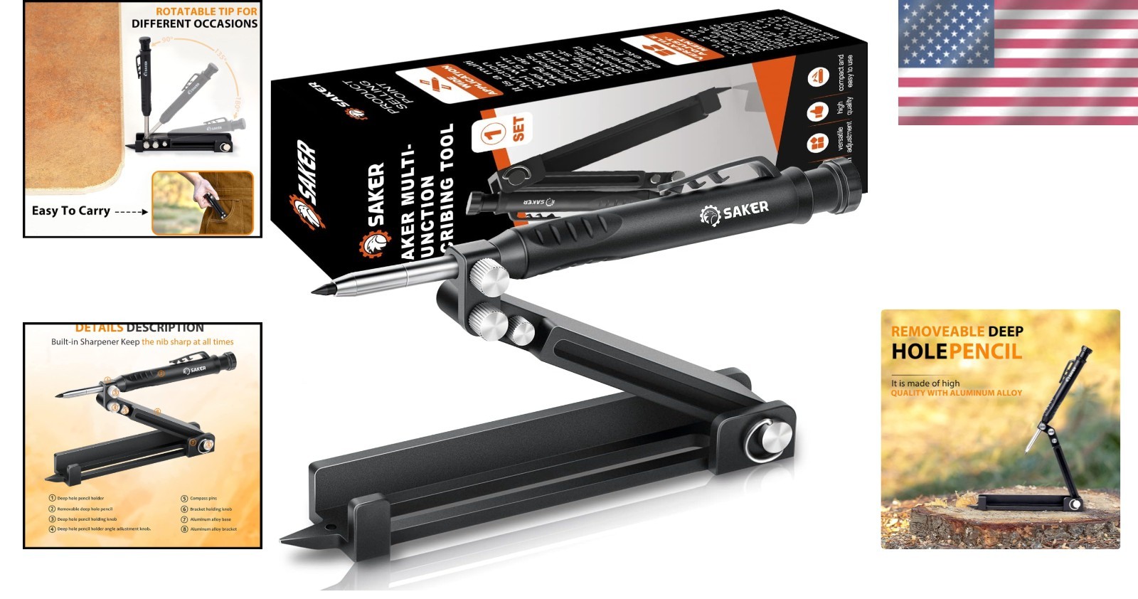 Compact and Lightweight Aluminum Alloy Scriber Tool for Woodworking DIY Projects