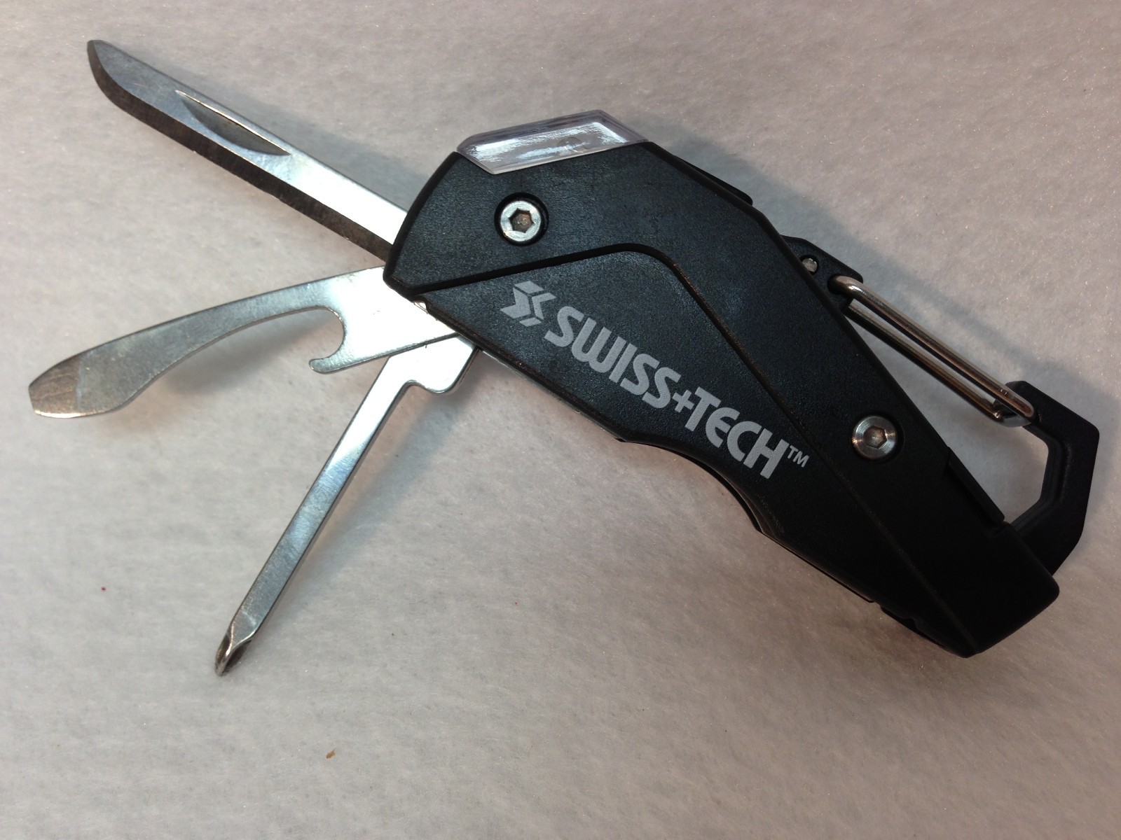 New Swiss+Tech All Purpose 6 in 1 Multitool LED Light Bottle Opener Knive