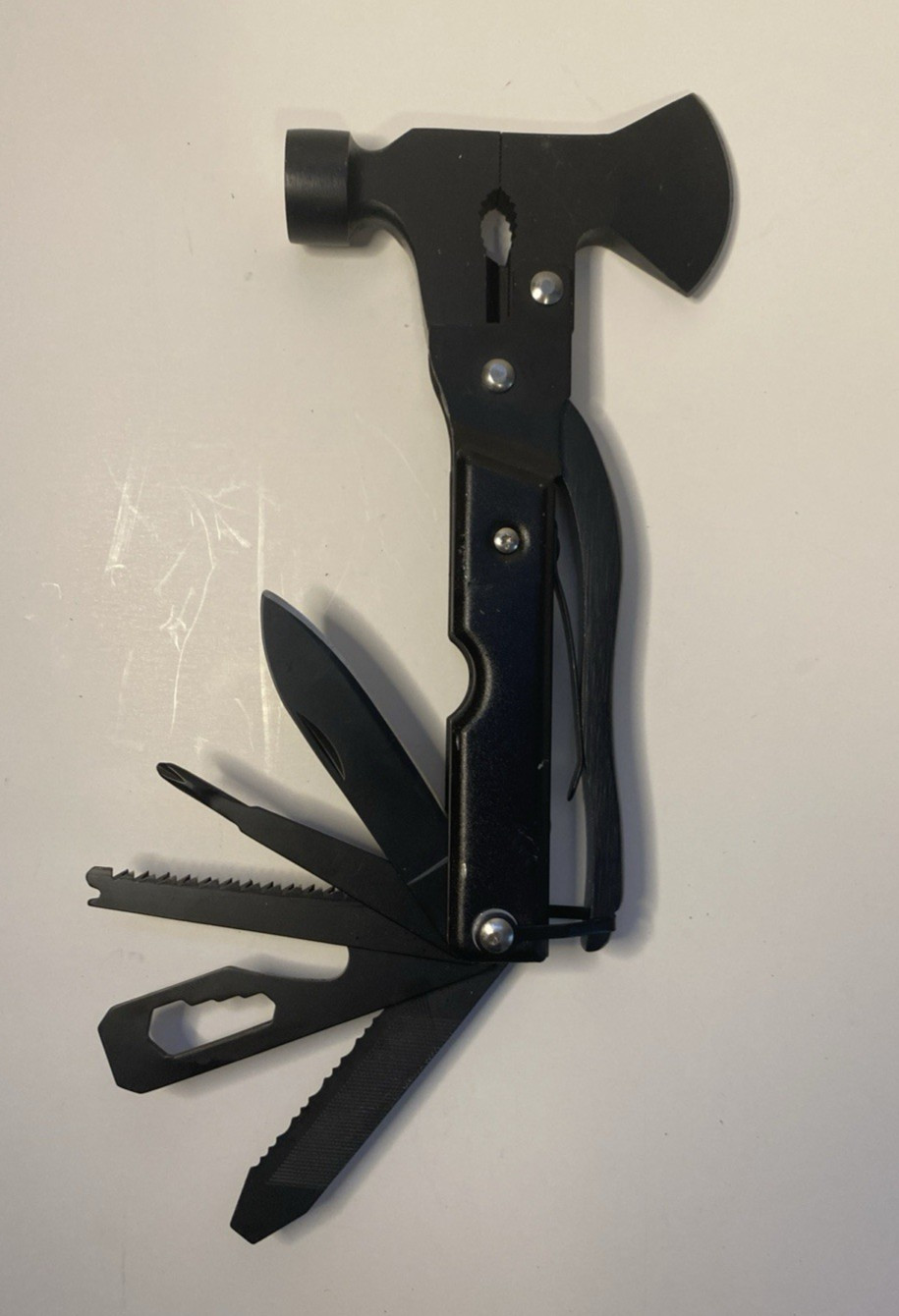 Axe Style Folding Multi Tool Pliers Knife Saw Black Used