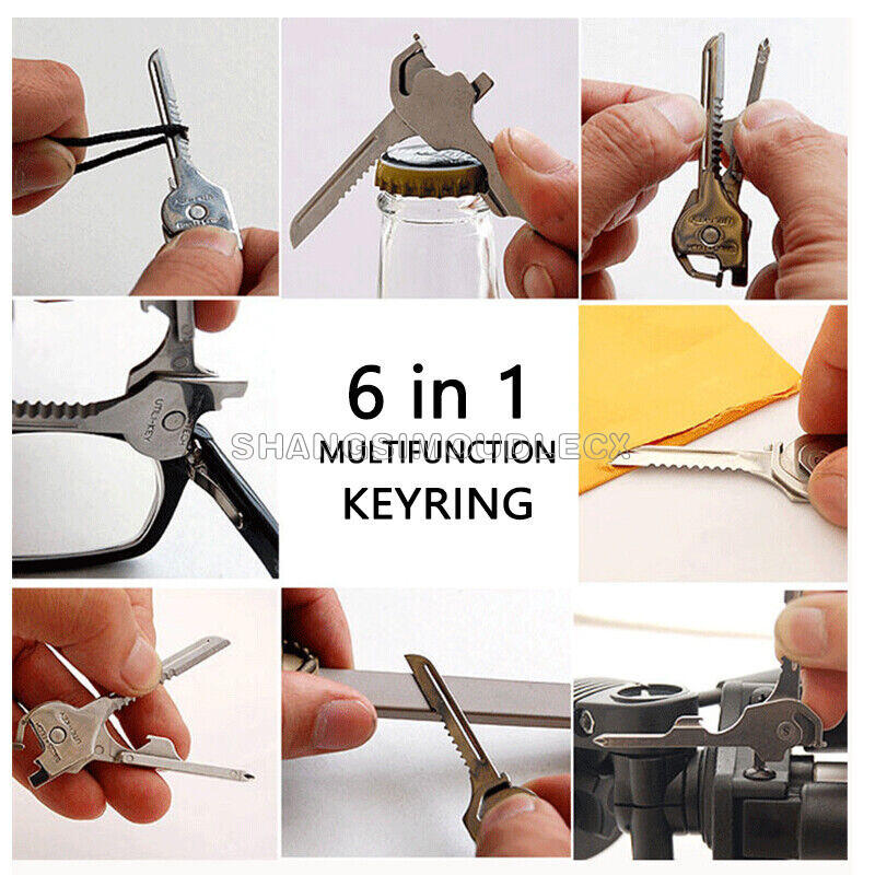 SWISS+TECH Utili-Key 6-in-1 Key Ring Chain Multitool Stainless Steel Pocket Tool