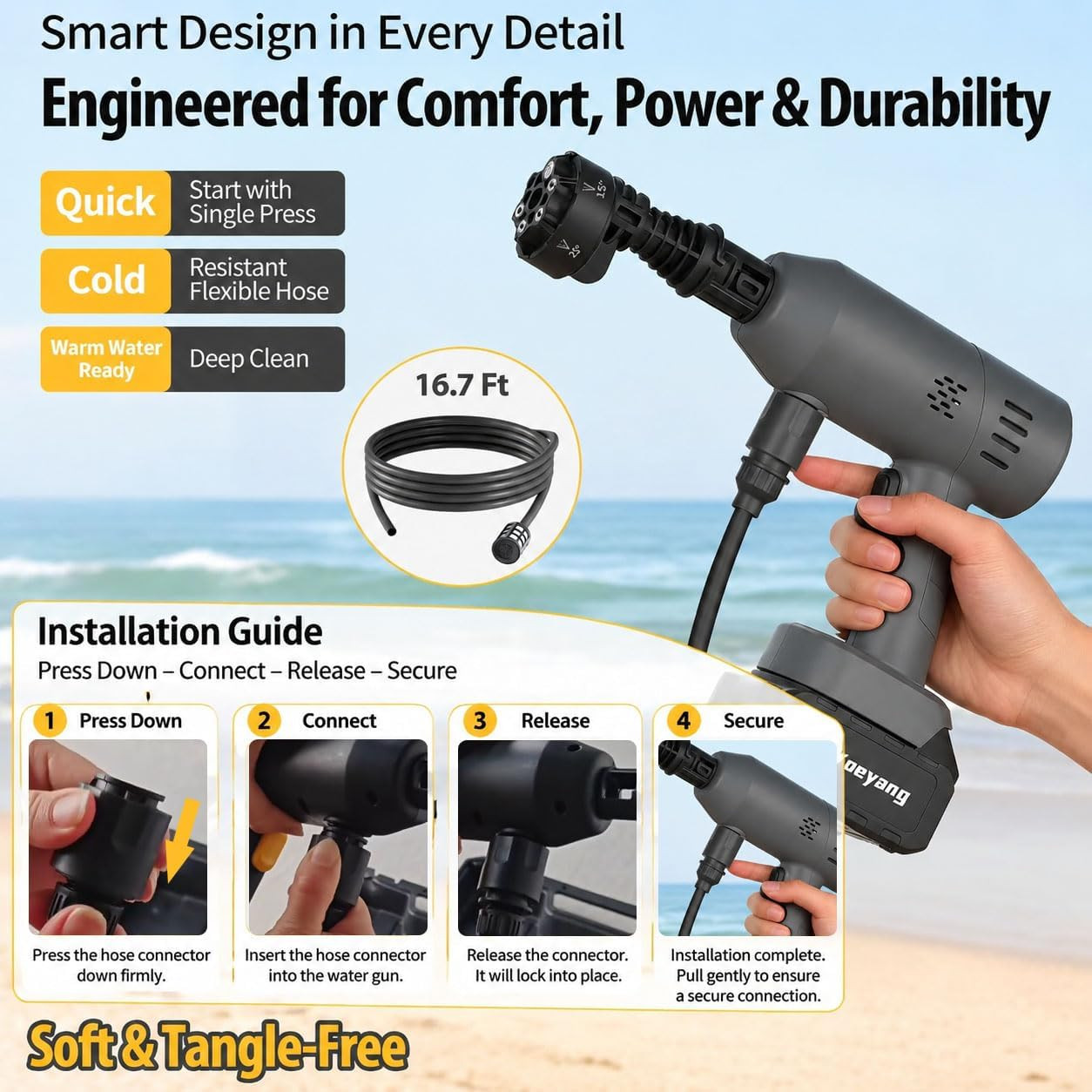 Portable Handheld Cleaning Tool, Lightweight Compact Spray Tool with 6-In-1 Nozz