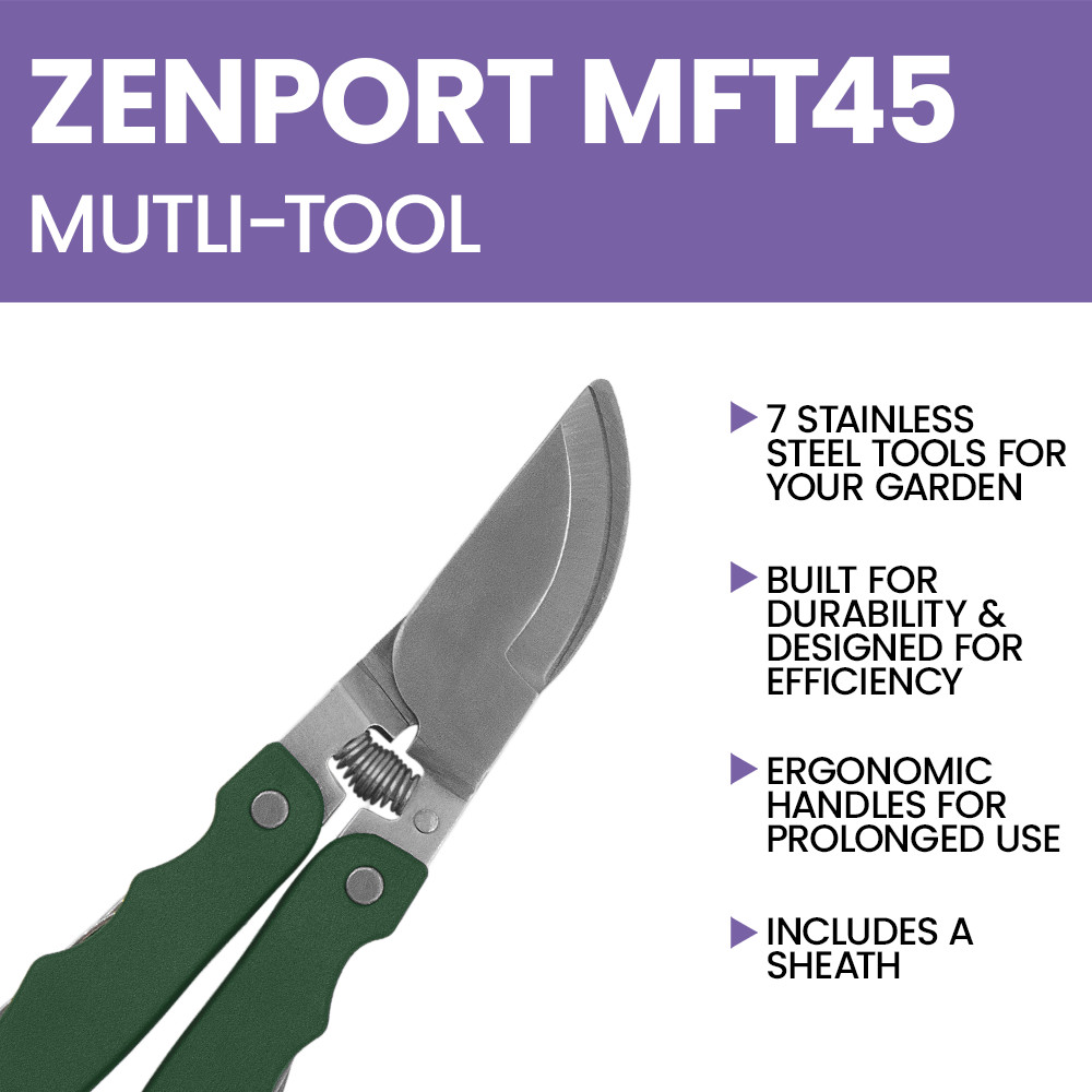 Zenport MFT45 7-in-1 Gardening Multi-Tool Pruner with Carrying Case