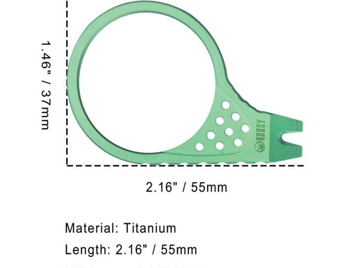 Kubey Pry Tool Green With Finger Ring Titanium Construction Durable Lightweight