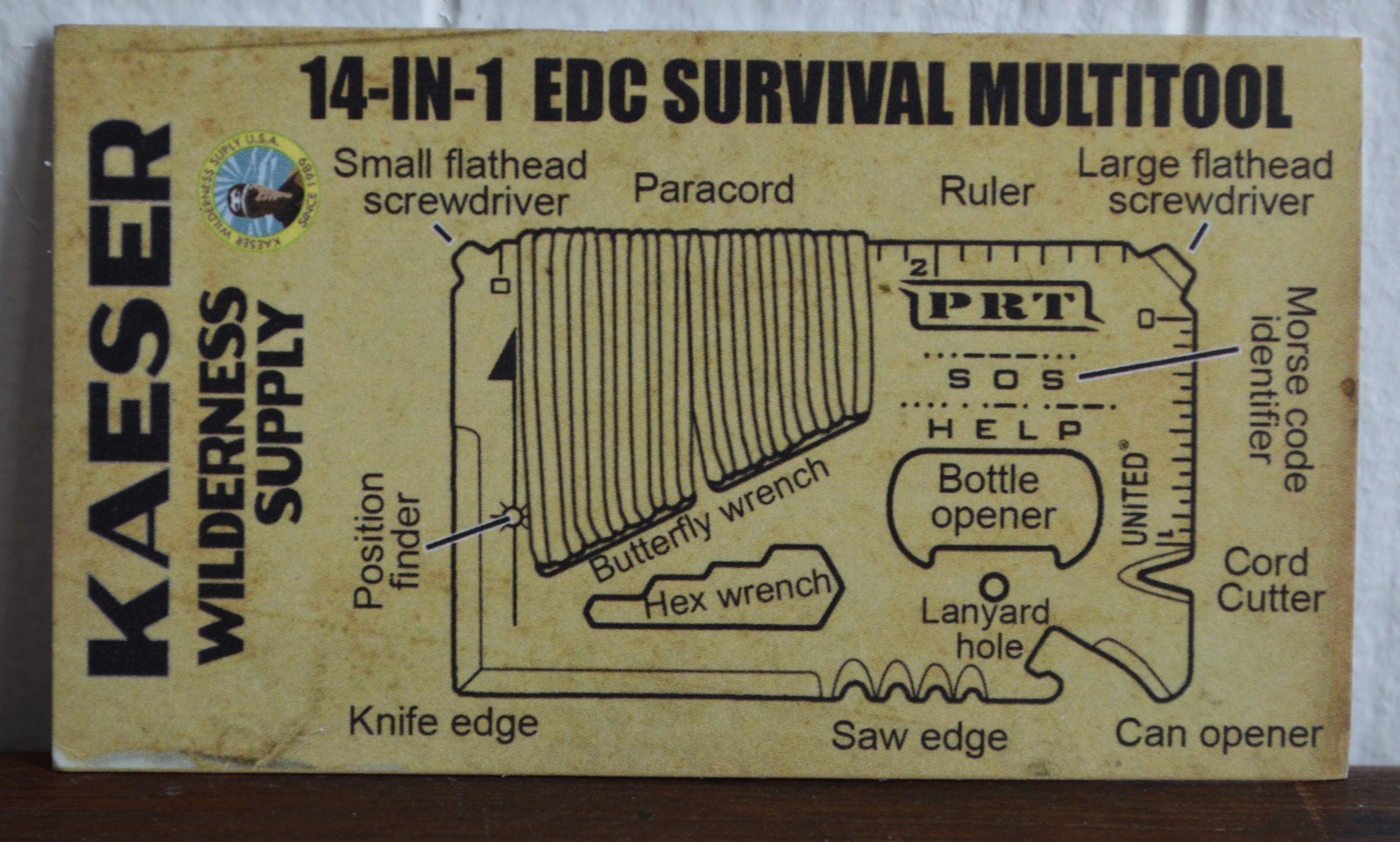 Kaeser Wilderness Supply 14-in-1 EDC Survival Multitool New