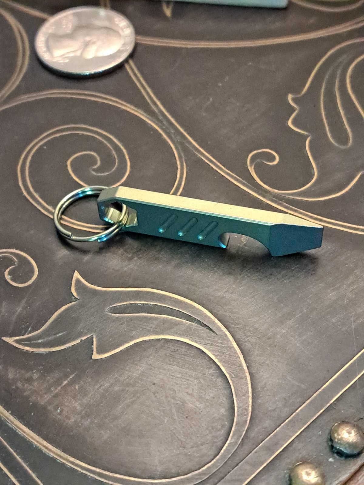 Mini EDC Anodized Gold Titanium Keychain Bottle Opener