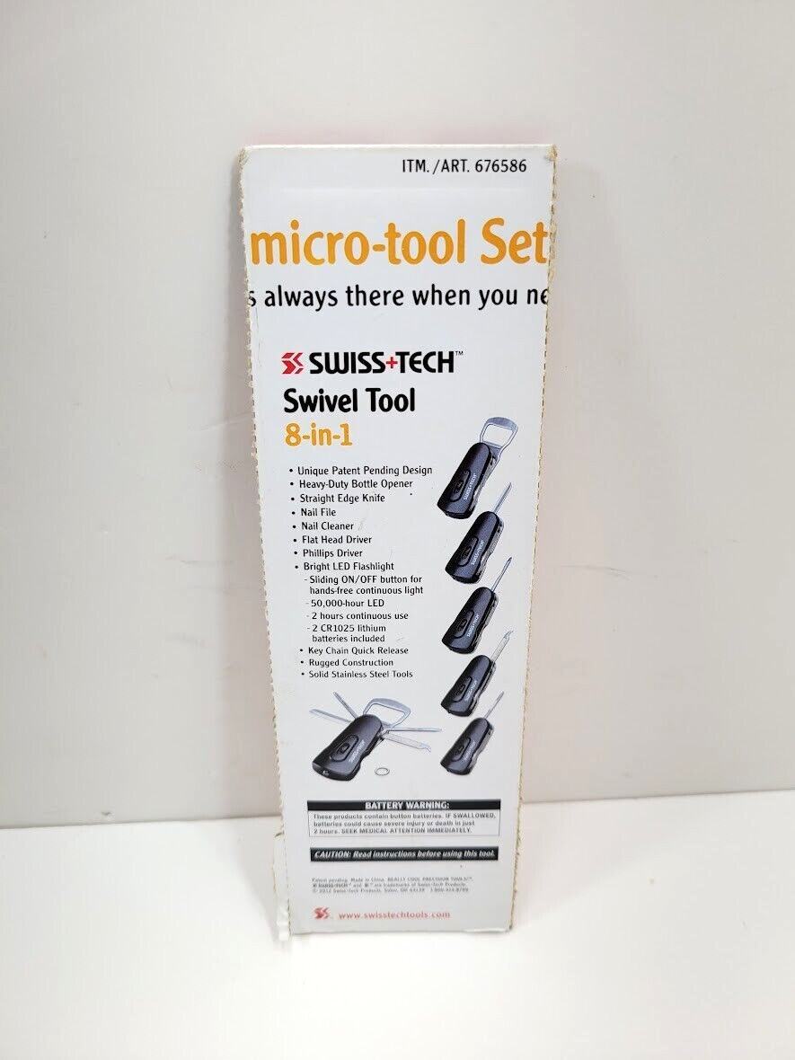 Swiss+Tech 8 in 1 Swivel Tool, Mini Folding, Knife, Screwdrivers, Bottle Opener