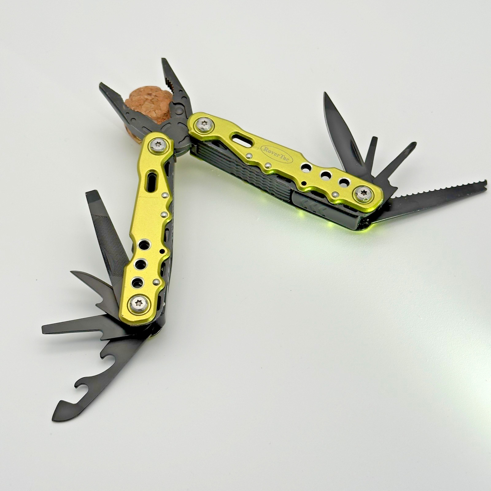 RoverTac Mini Multitool Pliers Knife Bottle Opener Pocket Tool Green Black