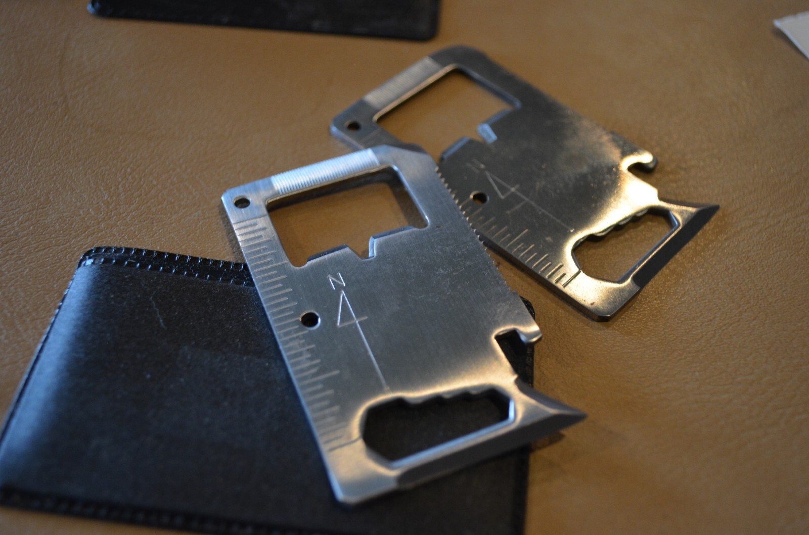 Smaller Wallet Size Multi Survival Tool in Black case Metal Thin Small Stainless