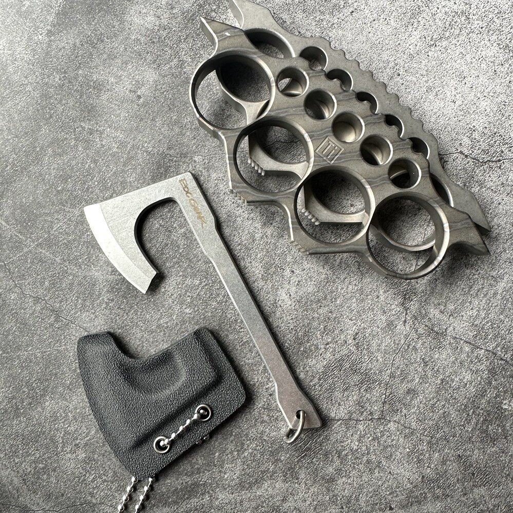 Stainless Steel Mini Axe Pendant Necklace EDC Gear Charm Keychain Accessory