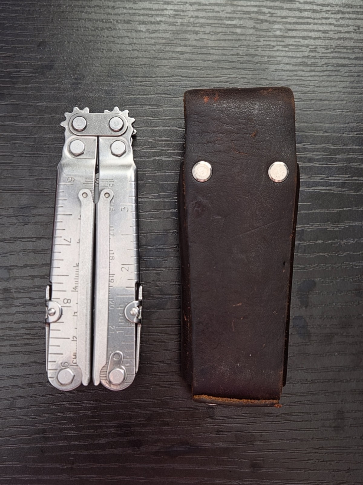 Vintage SOG PowerLock S60 Multi-Tool Patent Stamp Lynnwood WA Leather Sheath