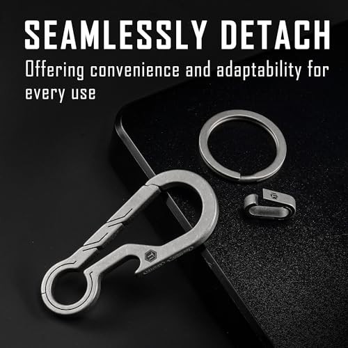 Titanium EDC Keychain Clip with Bottle Opener & Quick Release Carabiner Holder