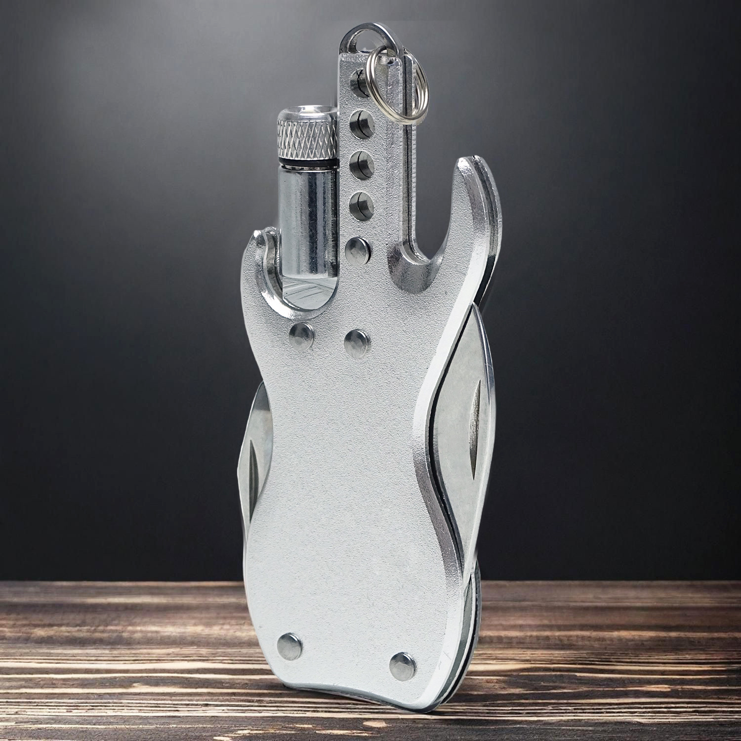 keepdrum KDMT-SV Multi Tool Keychain Guitar Silver Tone