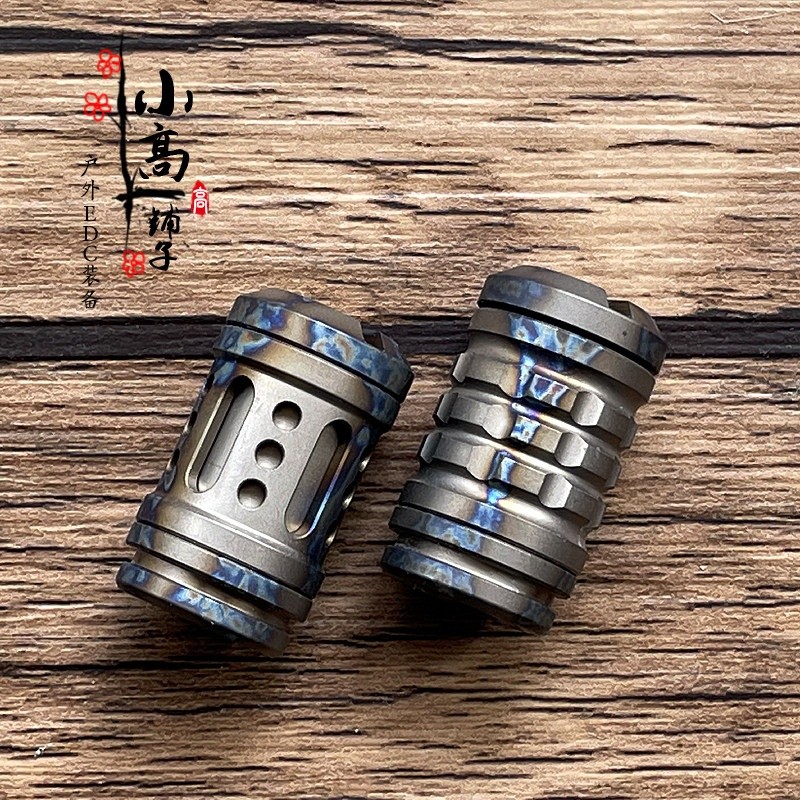 EDC Titanium Alloy Umbrella Rope End Flashlight Necklace Pendant Ring Accessory