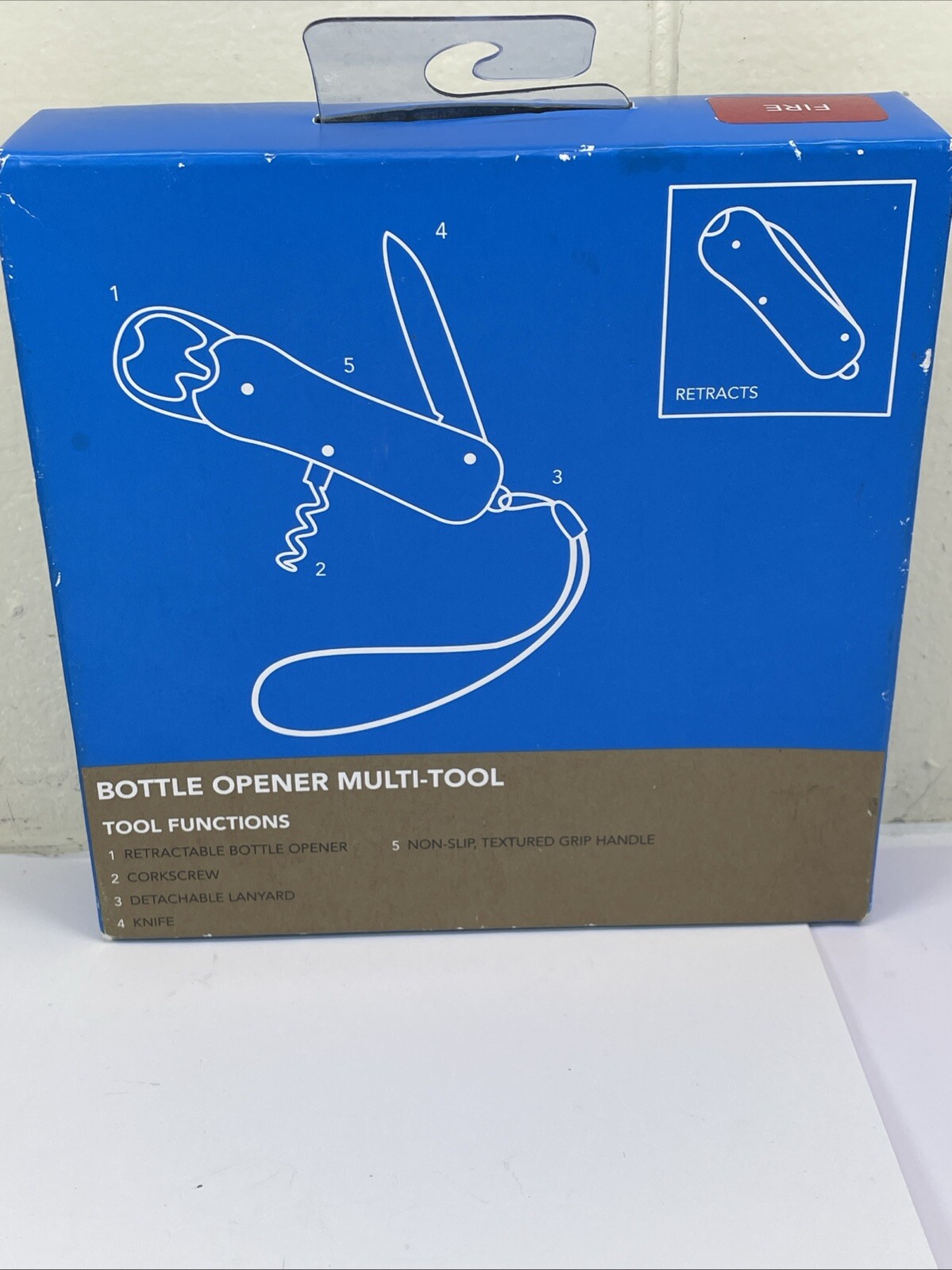 NEW Columbia FIRE RED Bottle Opener Pocket Knife Multi-Tool w/Lanyard In Box