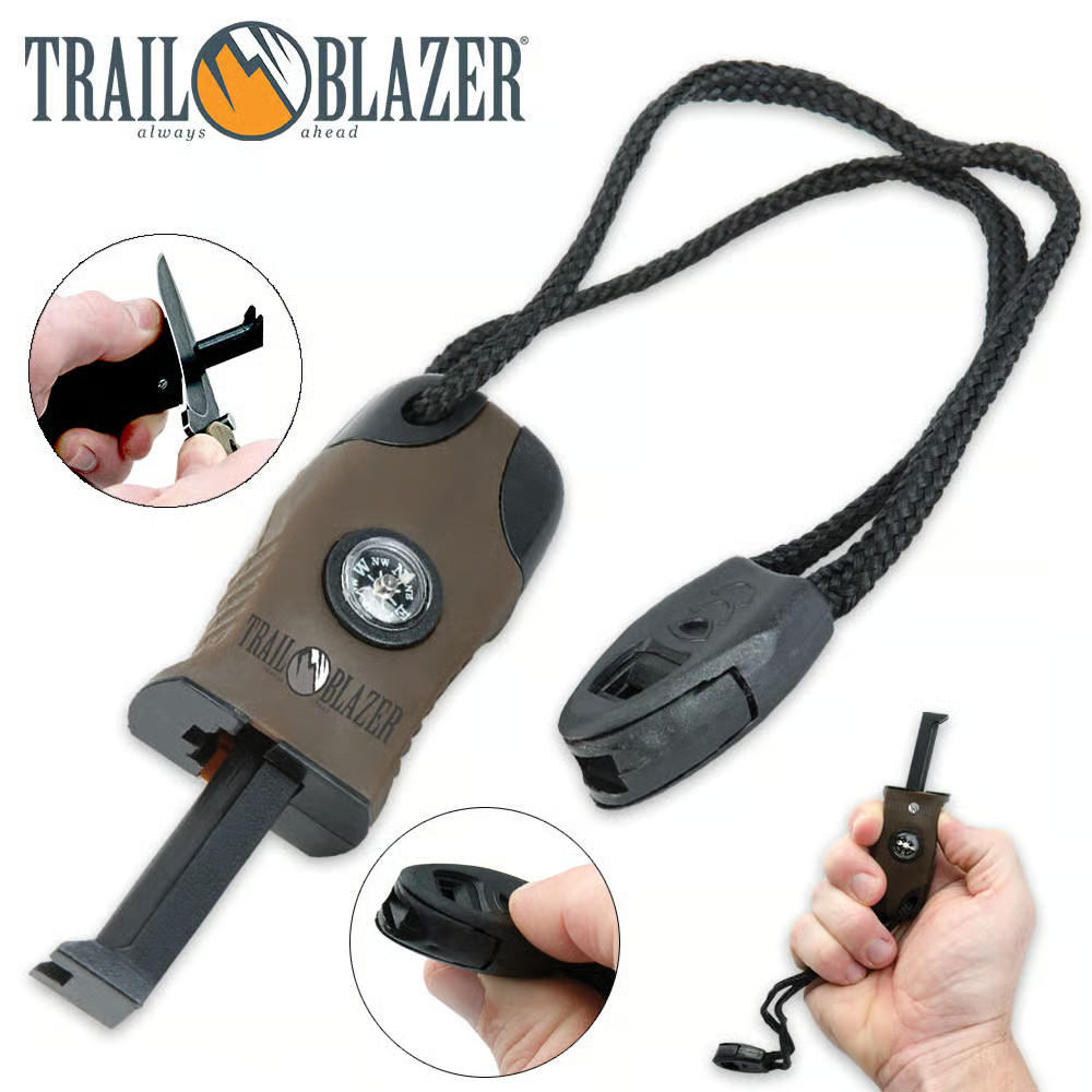 Trailblazer Multi-Functional Survival Tool BK2542 Compass / Whistle / 🔥Starter