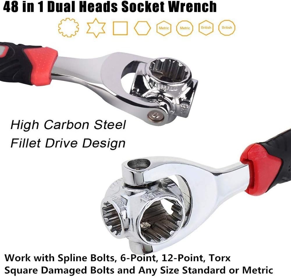 Universal Wrench 52 in 1 Socket Tool Multifunctional 360° Rotating Head