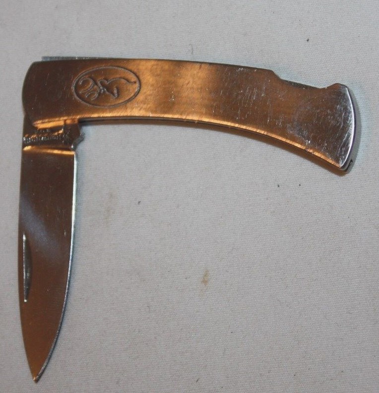 VG+ BROWNING JAPAN “SMALL BUT MIGHTY” 304 STAINLESS STEEL LOCKBACK 4.25″ OPENED