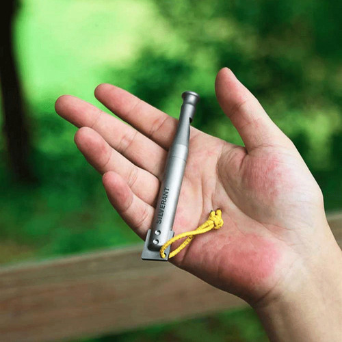 EDC Titanium Whistle Waterproof Flint Outdoor Camping survival Tool Keychain