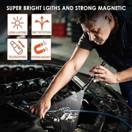LED Magnetic Pickup Tool – Extendable Flashlight, Cool Gadgets & Gifts for Men,