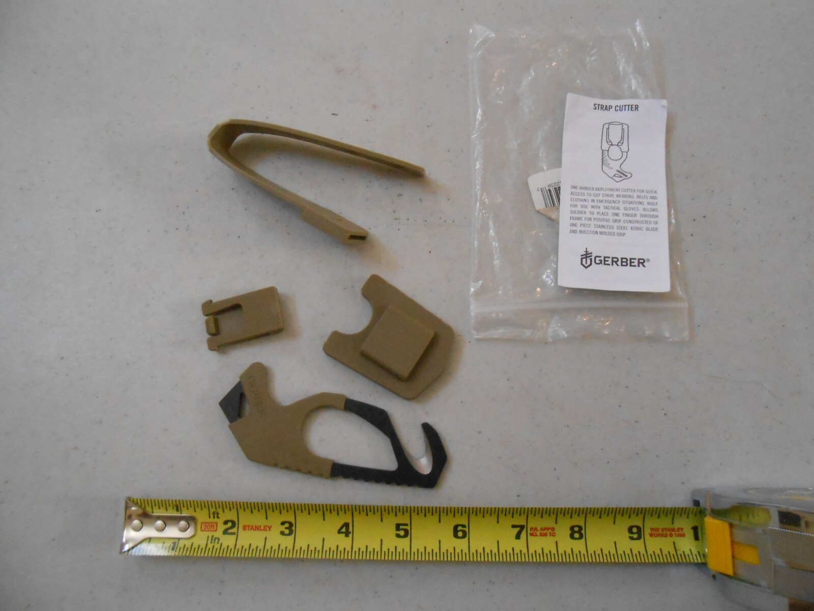 NEW GERBER SEATBELT STRAP CUTTER MILITARY KHAKI TAN NIP