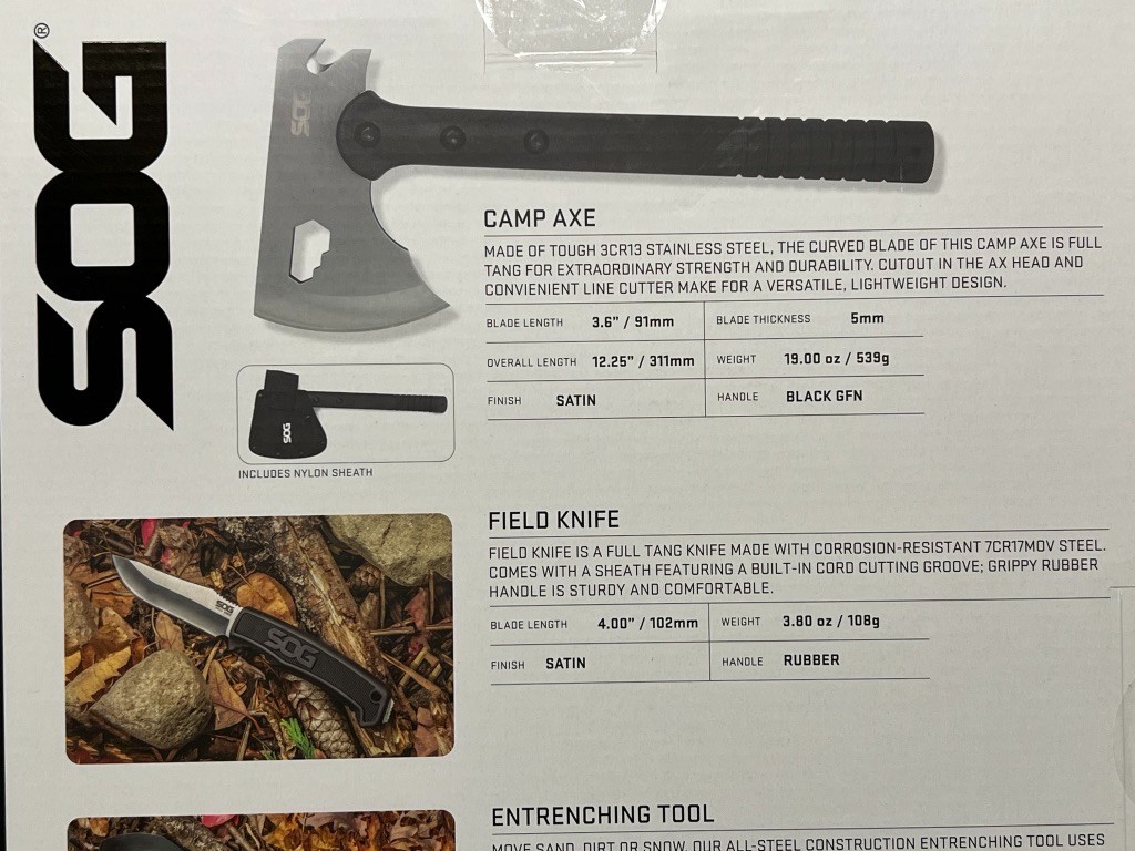 SOG Ultimate Camping Kit NEW