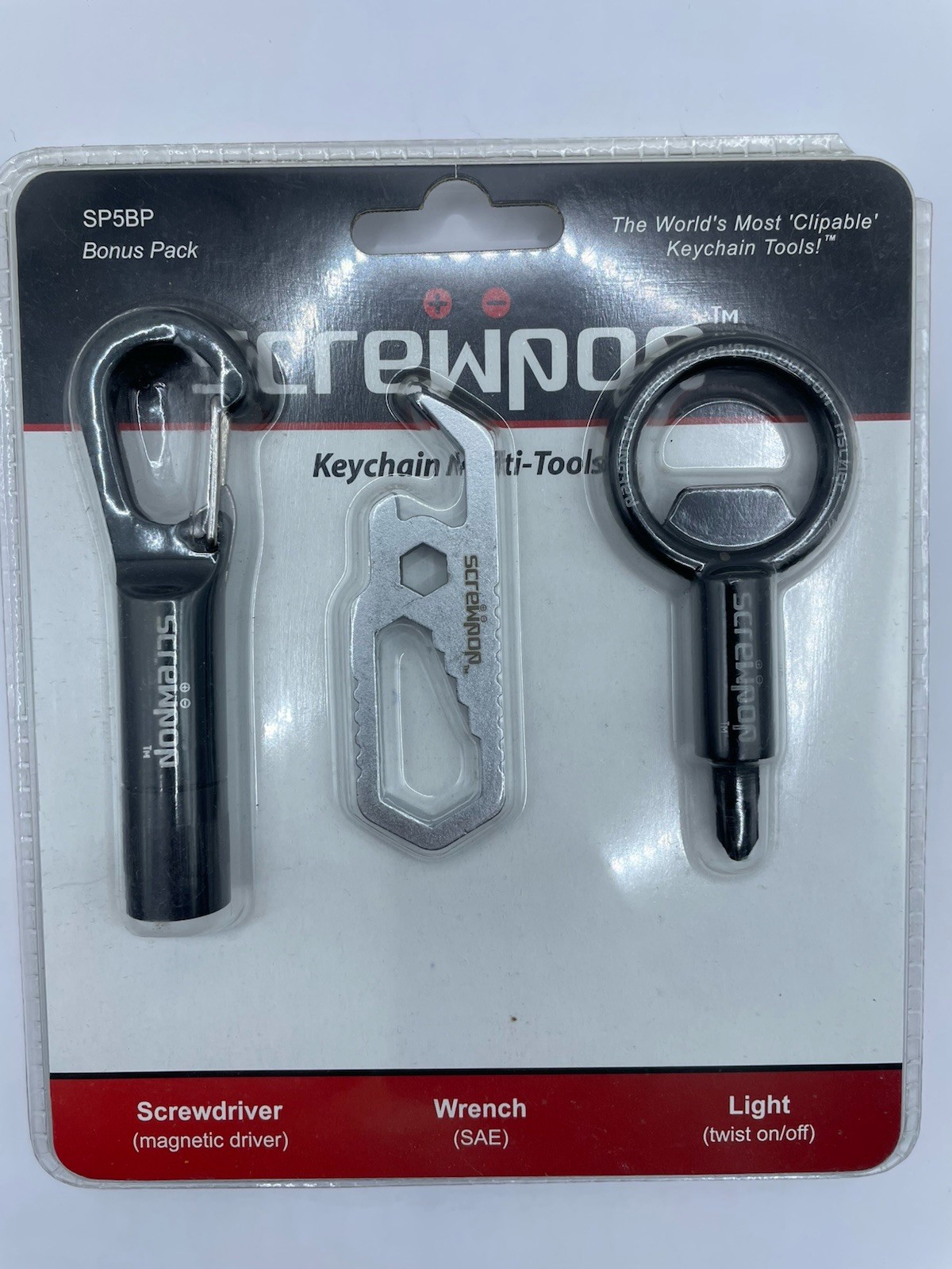 New SCREWPOP 3pc Keychain Multi Tool Flashlight NITE IZE DoohicKey CLIPKEY EDC