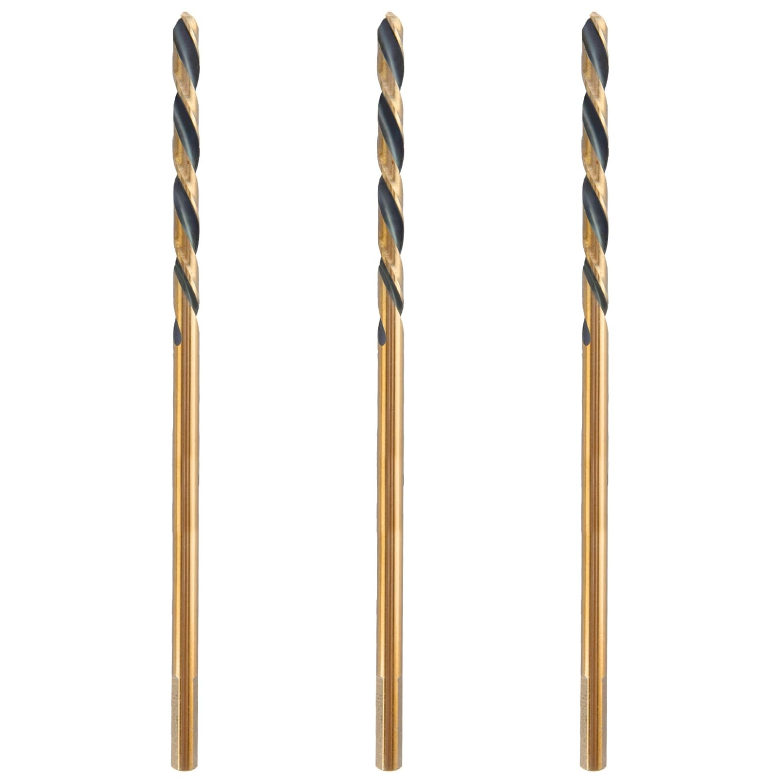 3/16 X 8 Inch Extra Long Drill Bits (3 Pack), Aircraft Drill Bit Black and Gold