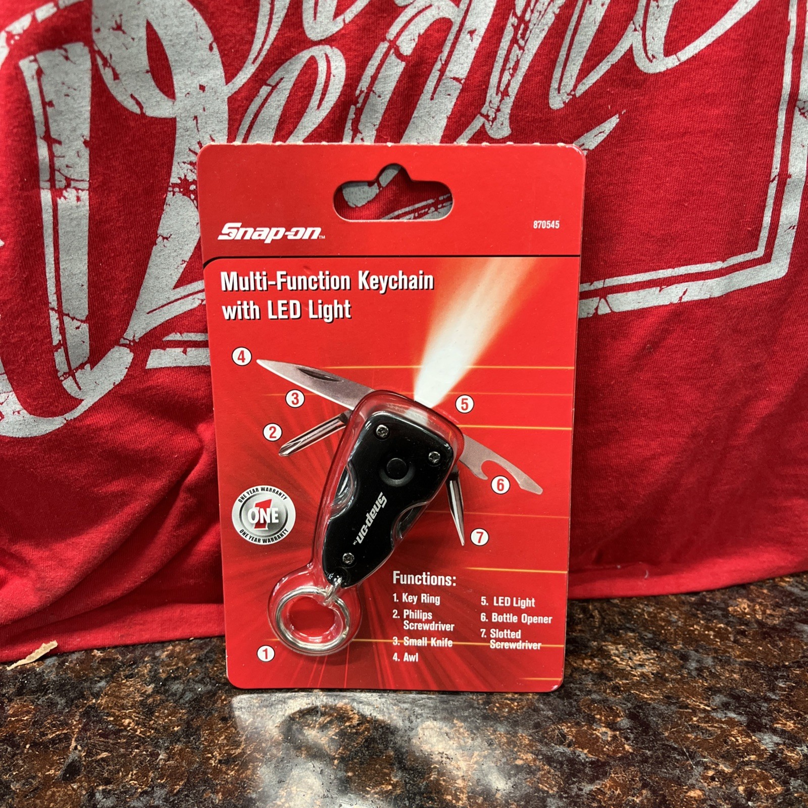 NEW Snap-On BLACK Multi-Function Keychain w/Light Knife Screwdriver 870545(LOOK)