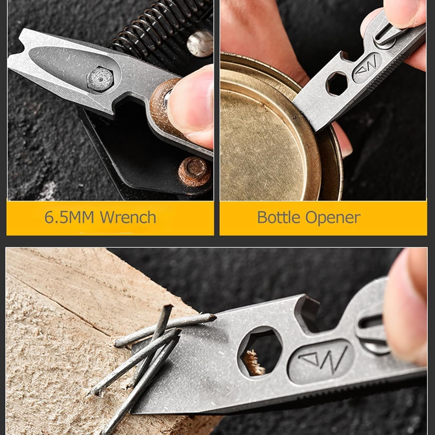EDC Pry Bar Multi Tool Titanium with Pocket Clip Multi Functions Bottle Opene…