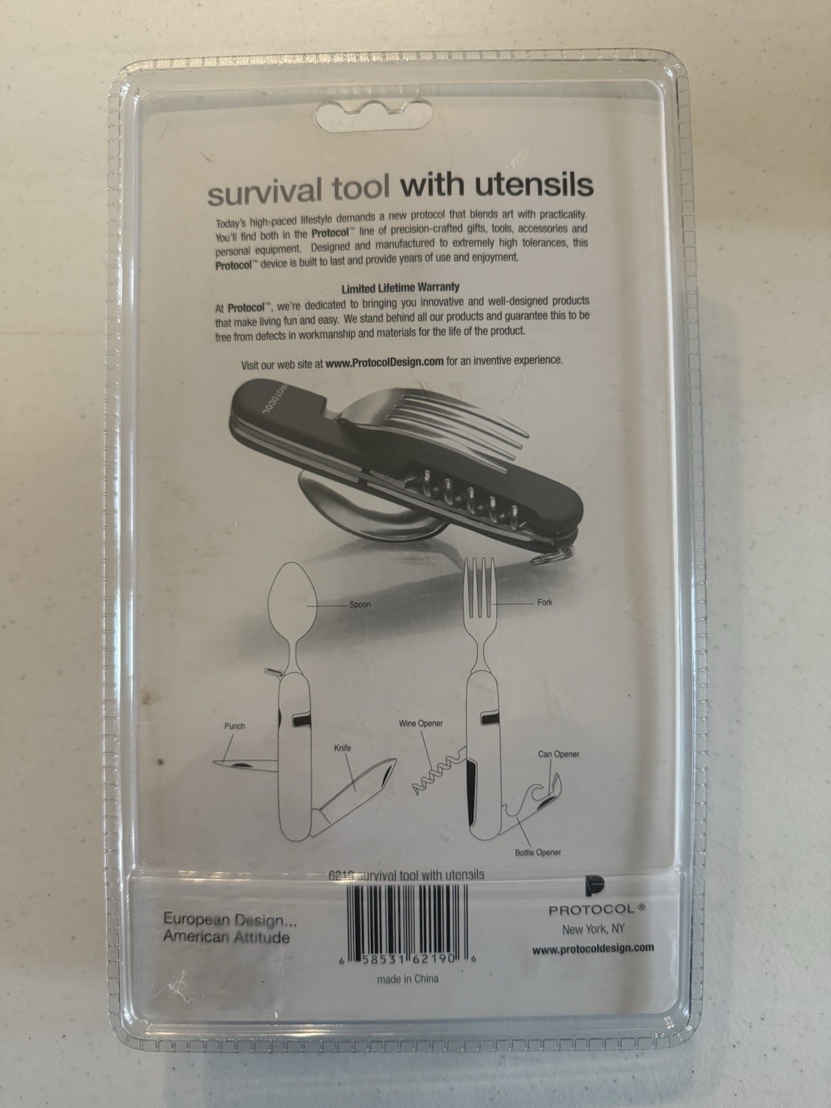 Protocol Survival Multi Tool with Utensils That Separate for Use, New Package