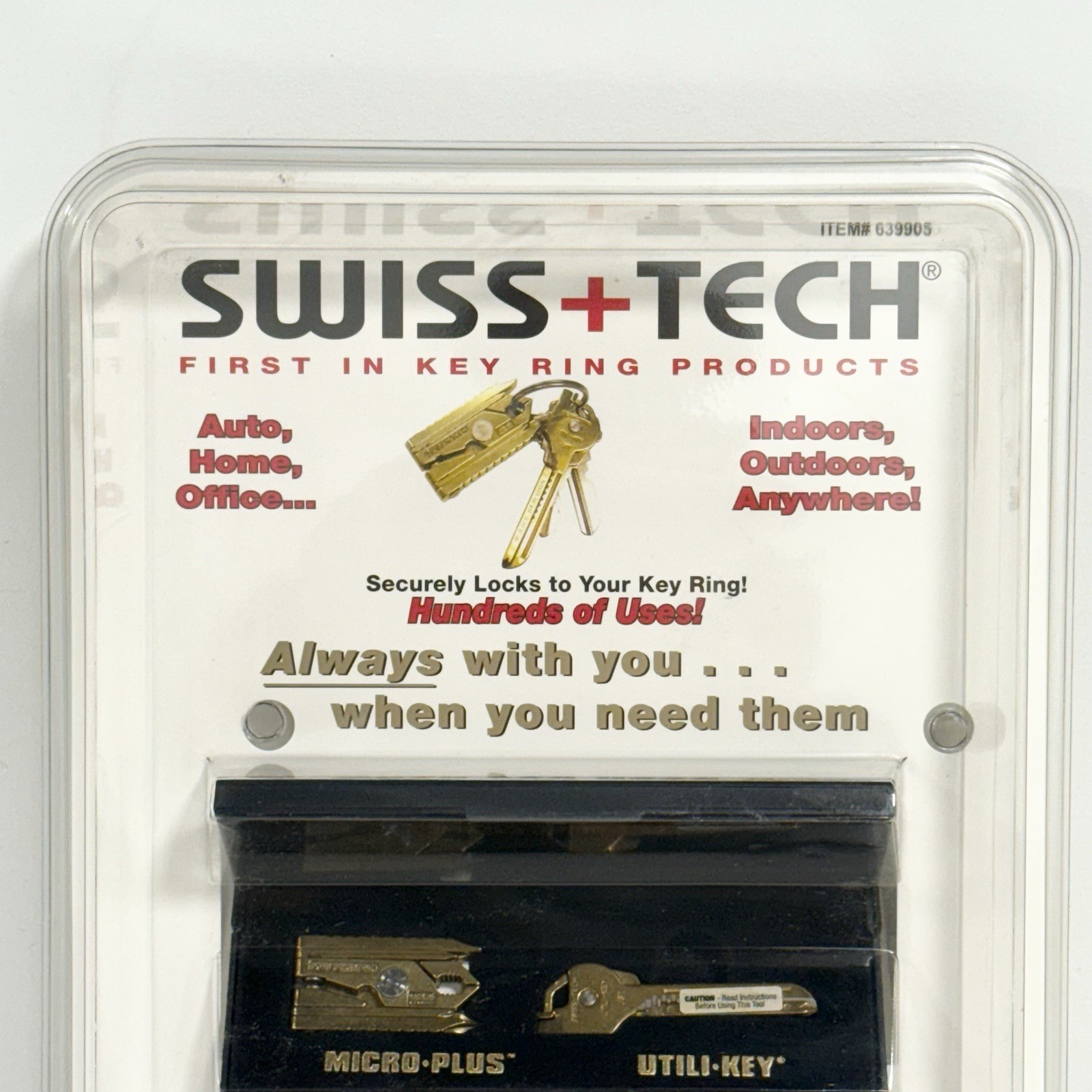 SWISS+TECH Gold Tone Micro-Plus & Utili-Key Ring Multi Tool Set New Sealed NOS