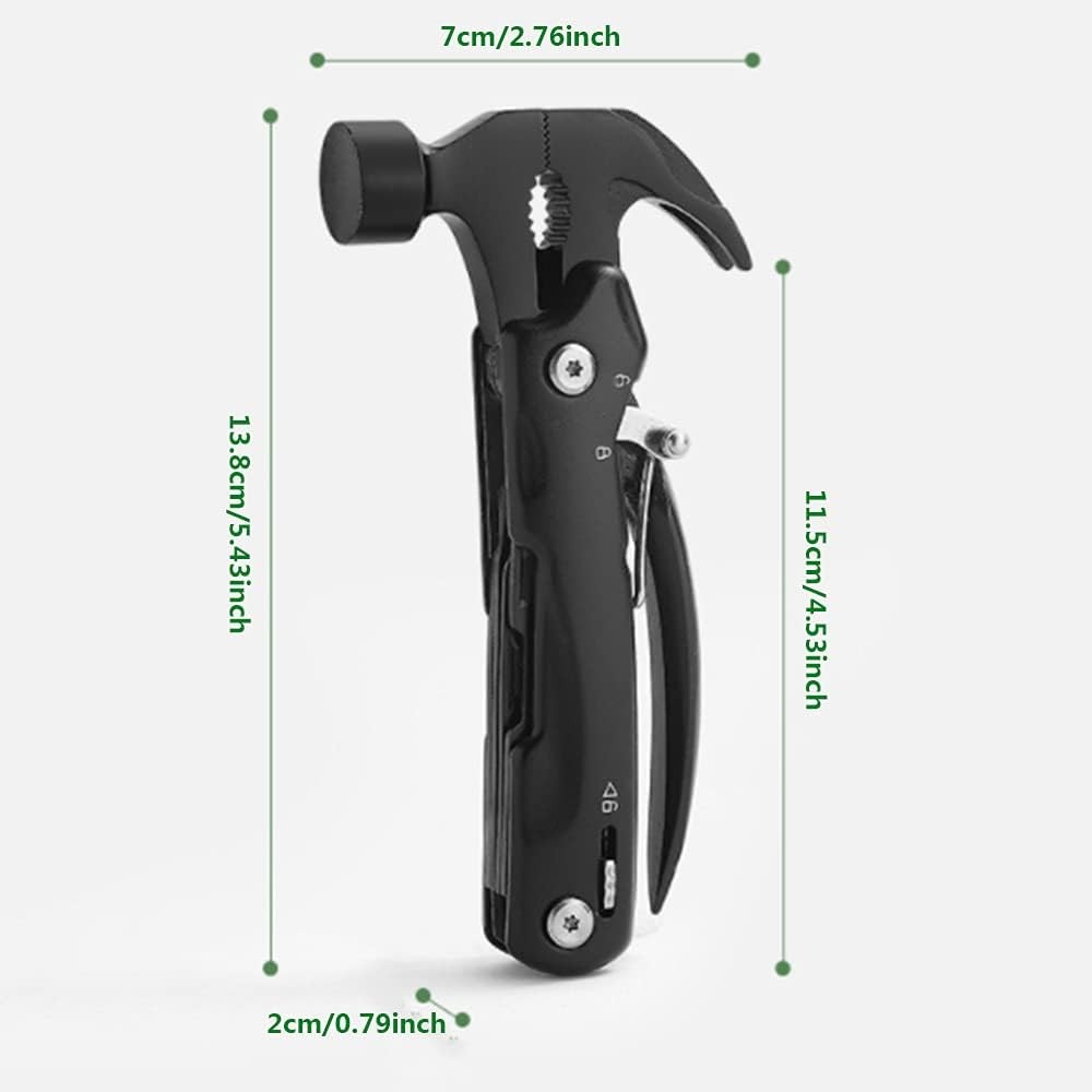 12 in1 Multi-Tool Mini Hammer Outdoor Camping Gear Survival Tool Gift for Men