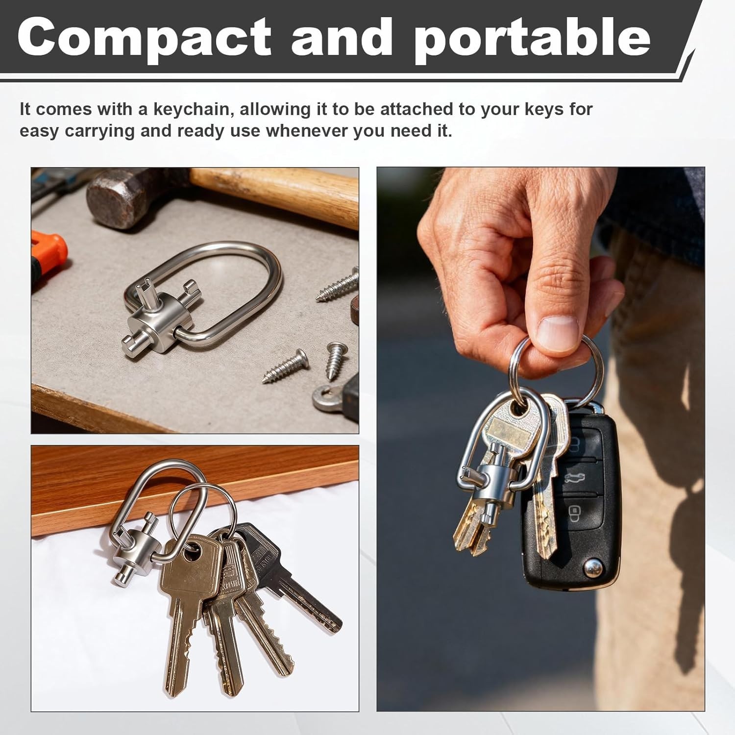HVAC Tools, Locking Cap Key for Refrigerant Safety Caps, Universal Triple Use Mu