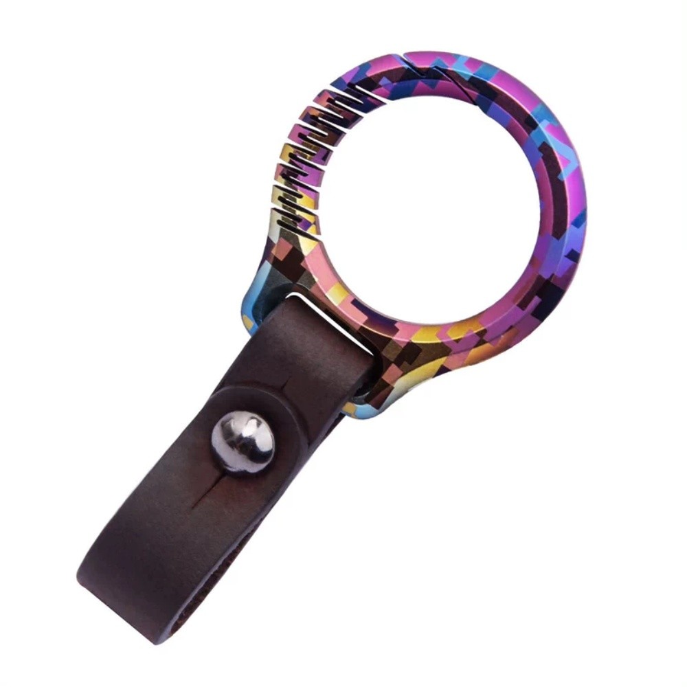 Colorful Titanium Alloy Genuine Leather Car Keychain Ring Buckle Belt Waist